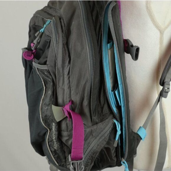 Eddie Bauer Adventurer Women's Gray Purple Zip Closure Day Backpack - Picture 5 of 12